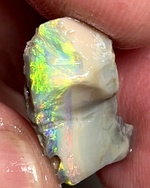 Lightning Ridge 9.5cts Carvers Dark base Seam Opal rough Gorgeous Bright Multicolours 20x9x6mm 1101