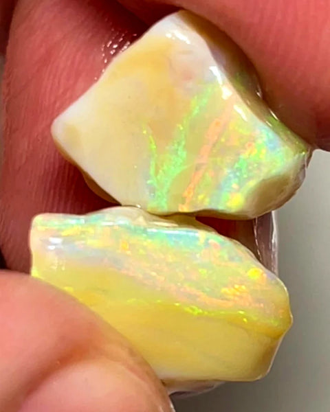 NEW YEARS DAY THNK U AUCTION4  L/Ridge Rough Opal 12.75cts Cutters Seam Bright gorgeous Yellow/Orange Dominant fires 15x9x7mm & 10x9x8mm SKU#0662