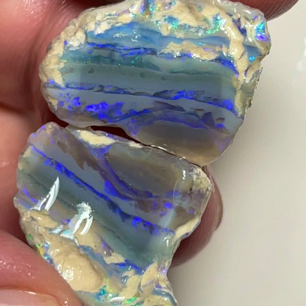 Layer Cake ? Blue Icing ? 36.50cts Lightning Ridge Dark base Crystal knobby opal rough Split 24x15x12 & 20x18x7mm NSW171