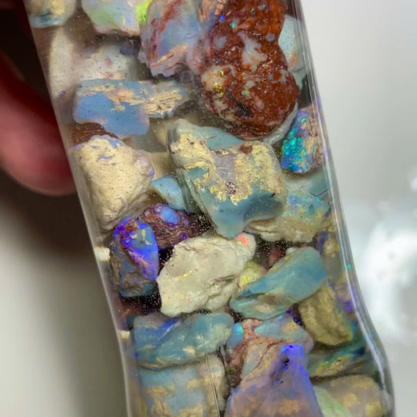 Lightning Ridge colourful knobby material to gamble 230cts 30x8x7 to 6x4x2mm NEW21