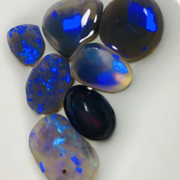 Lightning Ridge Knobby Opal Rough/Rub/Preforms Parcel Black, Semi Black & Crystal From the Miners Bench® 14cts Gem Bright fires 13x9x3mm to 7x5x2mm WSX25