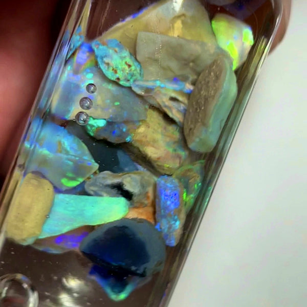 Lightning Ridge Opal Rough n Rub Parcel Dark & Crystal From the Miners Bench® 74cts Full of Bright Multifires 22x12x3mm to 7x5x1mm WAD19