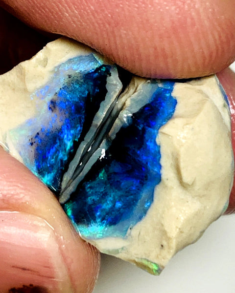 Lightning Ridge Rough Knobby Opal split pair 21cts Cutters Black Exotic Stunning bright Multifires to cut 15x13x12mm & 12x8x3mm WAC01