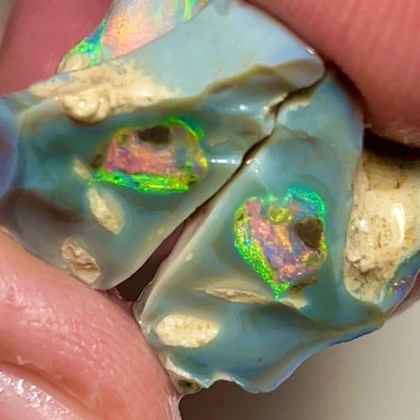 Wow Super exotic looking Knobby opal split rough/rub pair 17.50cts Stunning Pinks throughout these amazing multifires  20x11x11 & 20x14x8mm NSW054