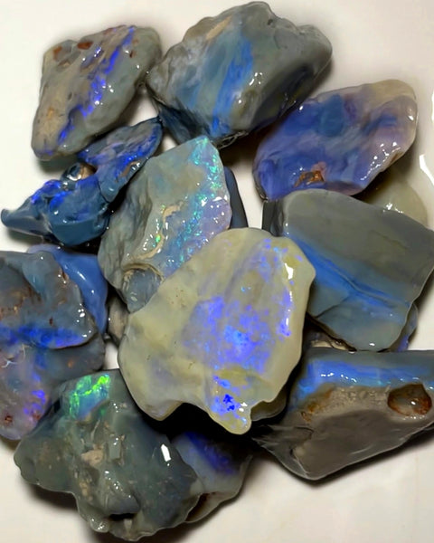 Lightning Ridge Rough Big Thick  Dark Seams Opal Parcel 185cts Lots of Potential & Cutters Lots Bright colours & bars 30x25x6mm to 20x14x5mm WAB39