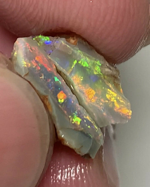 Lightning Ridge Rough Opal 3.5cts Small Pair Stunning Dark Crystal Base Cutters Candy® GEM Grade Bright Multifires 14x7x3mm & 12x5x5mm WAC52