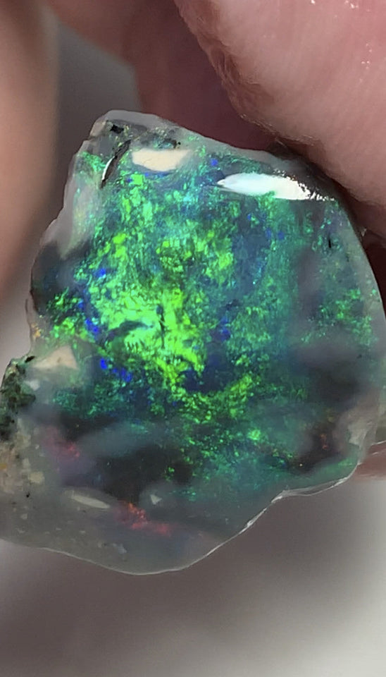 Lightning Ridge Black Opal Rough Rub GEM GRADE 20cts Mulga® Super Bright and Vibrant Fires Top Notch!!! 23x22x10mm PLEASE SEE BACK IN VIDEO ! WSD970