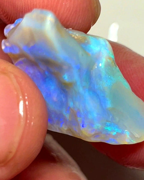 Lightning Ridge Rough Opal 20.5cts Stunning Thick Dark Crystal Seam with Gorgeous fires 27x22x8mm WAD6