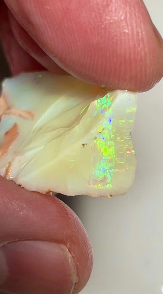 Coober Pedy Opal Rough Light base  Big Sized Seam 46cts Lots Yellow Orange dominant Bright Multicolours 34x24x14 mm NSW007