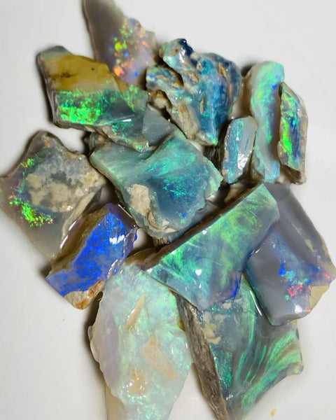 Grawin Rough Seam Opal Parcel 61cts Semi Black & Crystal High Grade Very Bright Lovely colourful material for cutters 26x15x2mm to 8x6x4mm WSX23