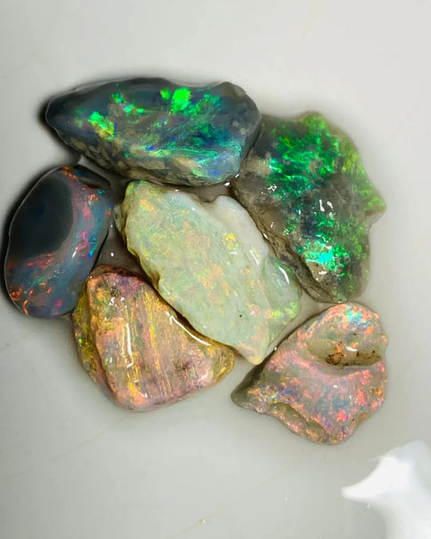 Lightning Ridge Rough Opal Parcel 20cts Dark & Crystal High Grade Super Bright Pink dominant Multifires to Carve 16x11x5mm to 12x8x4mm WSY82