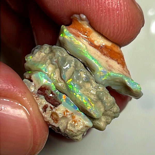 Lightning Ridge Opal Rough Dark Base Seam Stack 20cts Stunning Bright Multicolours 18x15x7mm to 14x10x6mm WAE33