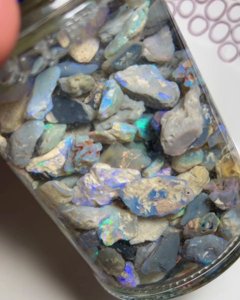 Lightning Ridge Knobby opal rough 775.00cts Lots of colours sold as gamble17x12x6 to 4x3x2mm NSW097 (jar not included)