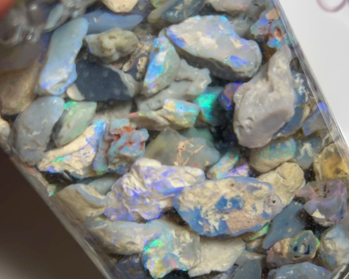 Lightning Ridge Knobby opal rough 775.00cts Lots of colours sold as gamble17x12x6 to 4x3x2mm NSW097 (jar not included)