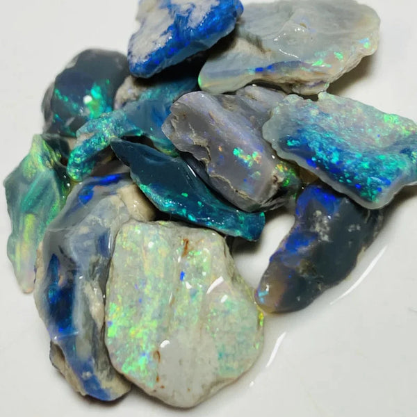 Lightning Ridge Rough Opal Parcel 33cts Semi Black & Crystal High Grade Very Bright Lovely colourful material for cutters 20x8x6mm to 9x5x3mm WSX24