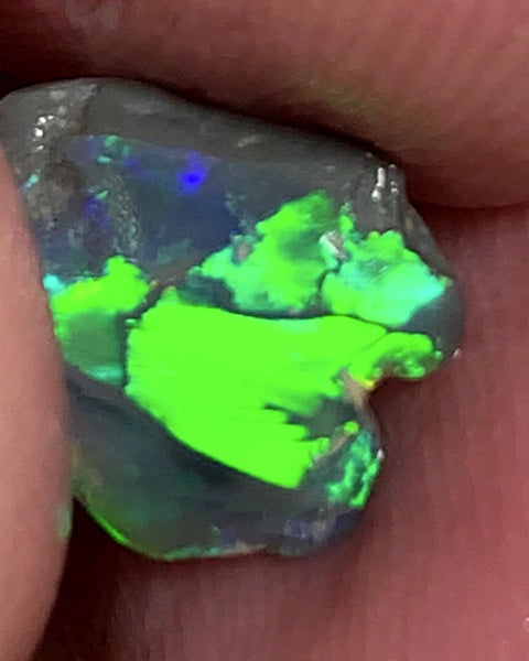 Lightning Ridge Miners Bench® Little Knobby Opal Rub Gorgeous Dark Base Rough / Rub 1.45cts Vibrant & Bright Multifires broad pattern 10x10x2.5mm WAA49