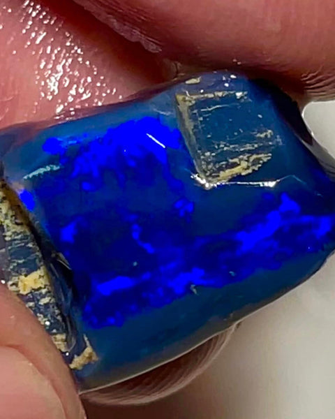 Lightning Ridge Opal Nice Big Rough/Rub Black Crystal Base High Grade From the Miners Bench® 14.5cts Lovely Bright Royal Blue fires 20x14x6mm MFB24