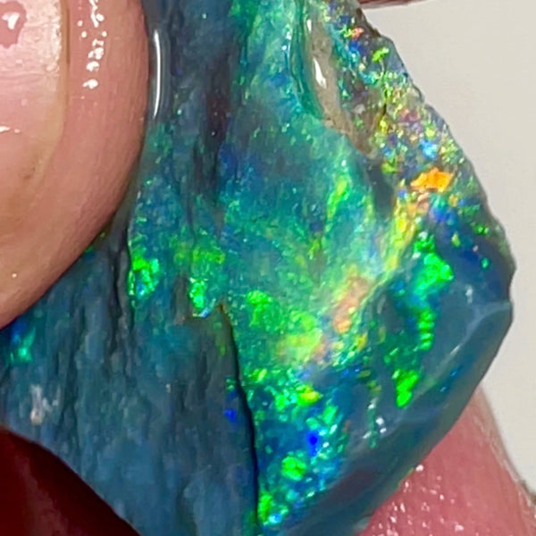 Cutters Select Dark base seam opal rough Green/Yellow/Blue/Orange Multifires 9.80cts Lightning Ridge Bright Vibrant Fires to Cut  22.00x 20.00x 3.00mm NEW943