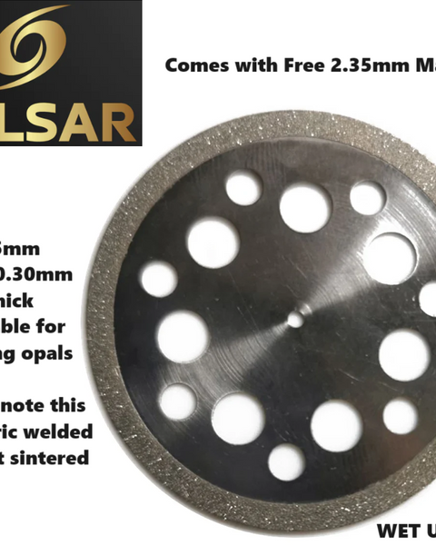 Diamond Opal Cutting wheel Slicer cutter 45mm Diameter & Only 0.3mm thick blade + 2.35mm MANDREL fit dremel & other Multitools with 2.35mm fittings
