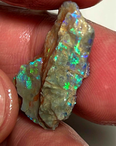 Lightning Ridge Opal Rough Untouched Dark Crystal Base Seam Formation 9.25ts Stunning Bright Multicolour 27x14x4mm WAE32