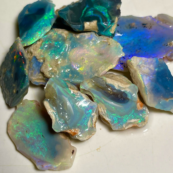 Cutter rough parcel Lightning Ridge 89.00cts Gorgeous & Bright Multifires To explore & Cut 27x15x8mm to 14x10x3mm NEW937