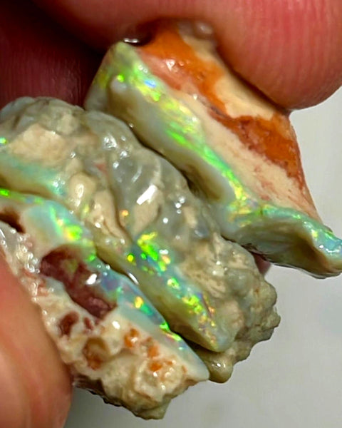 Lightning Ridge Opal Rough Dark Base Seam Stack 20cts Stunning Bright Multicolours 18x15x7mm to 14x10x6mm WAE33