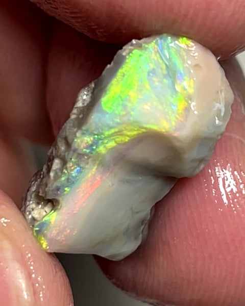 Lightning Ridge 9.5cts Carvers Dark base Seam Opal rough Gorgeous Bright Multicolours 20x9x6mm 1101