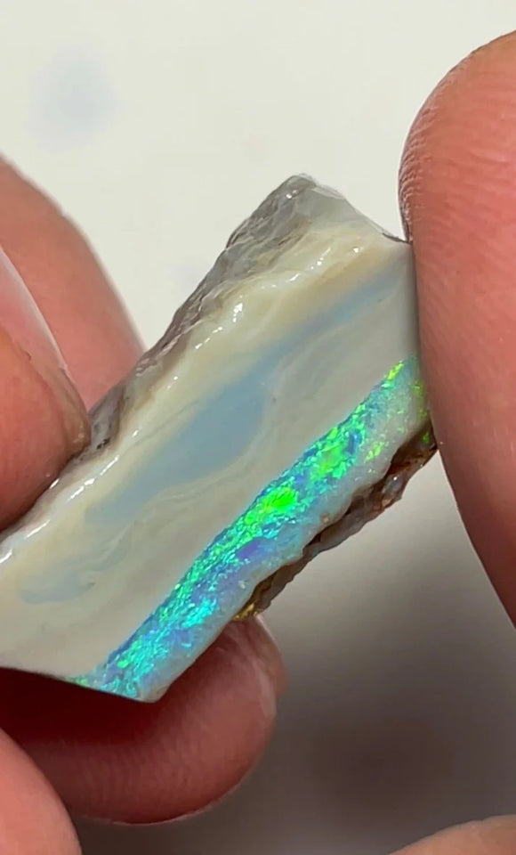 XMAS THANK U AUCITON12 L/Ridge 16.75cts Rough Opal Dark Seam to cut gorgeous Multifires 27x10x9 mm SKU#3731