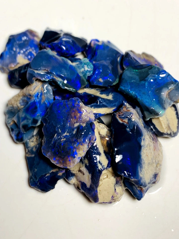 Lightning Ridge Rough Opal Parcel 67cts Black & Dark Select High Grade Bright Lovely colourful material for cutters 20x15x5mm to12x8x3mm  WSY96