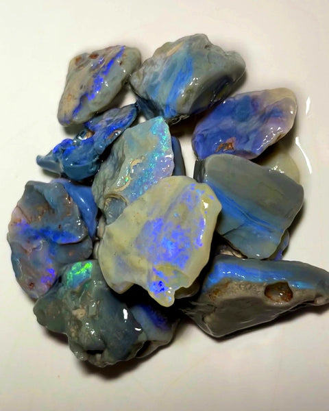 Lightning Ridge Rough Big Thick  Dark Seams Opal Parcel 185cts Lots of Potential & Cutters Lots Bright colours & bars 30x25x6mm to 20x14x5mm WAB39