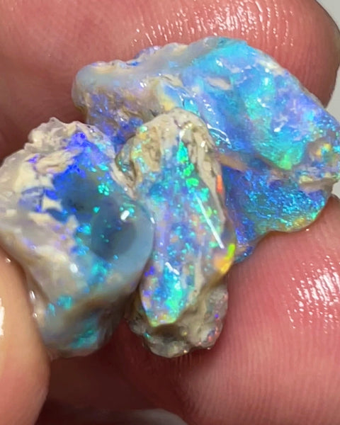 Lightning Ridge Dark base knobby opal rough Stack 26.50cts Gorgeous Multifires to cut 19x15x6 to 15x12x5mm NSW092