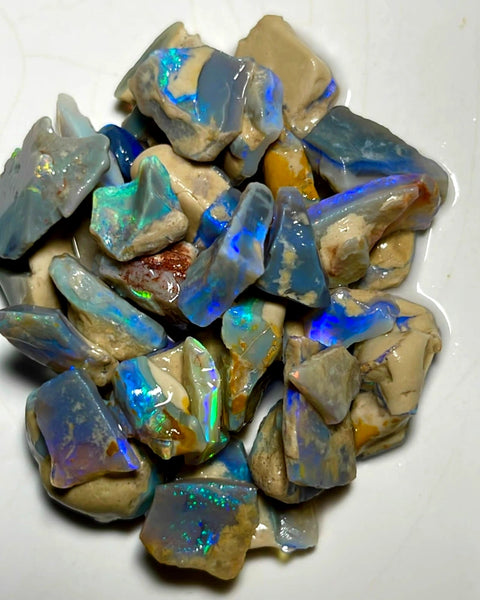 Lightning Ridge Rough  Dark & Crystal Seams Opal Parcel 125cts Lots of Potential & Cutters Lots Bright colours & bars 18x12x5mm to 10x7x6mm WAB80