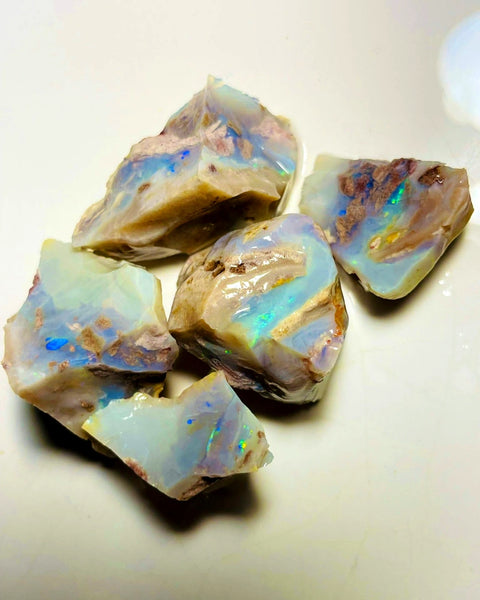 Lightning Ridge Rough Dark Base Huge Chunks of seam Opal Parcel 295cts Lots of Potential Showing nice colours & bars 33x28x25mm to 28x20x13mm WAC11