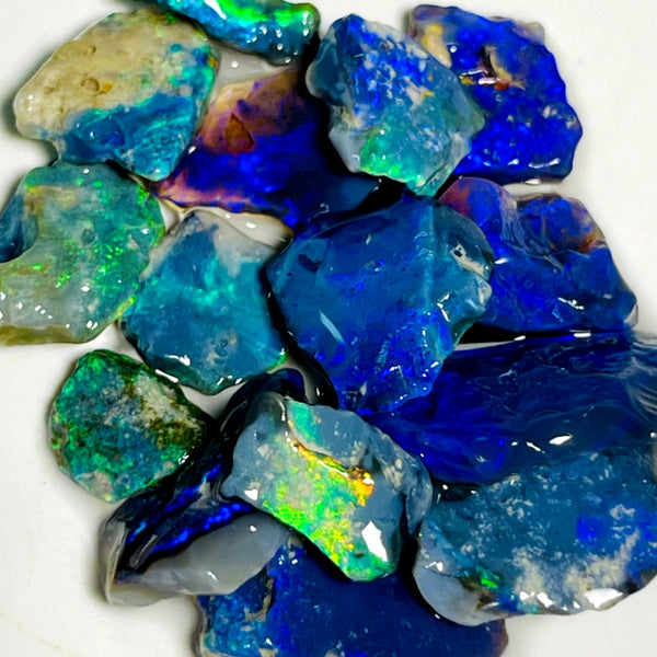 Lightning Ridge Rough Opal Parcel 41cts Cutters Select Black colourful material to cut 18x9x3mm to 10x5x2mm WAB38