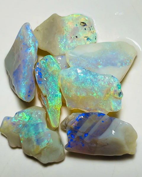 Lightning Ridge Rough Crystal Seam Opal Parcel 37cts Clean Bright Cutters Lots Stunning colours & bars 17x15x4mm to 15x5x3mm NSW009