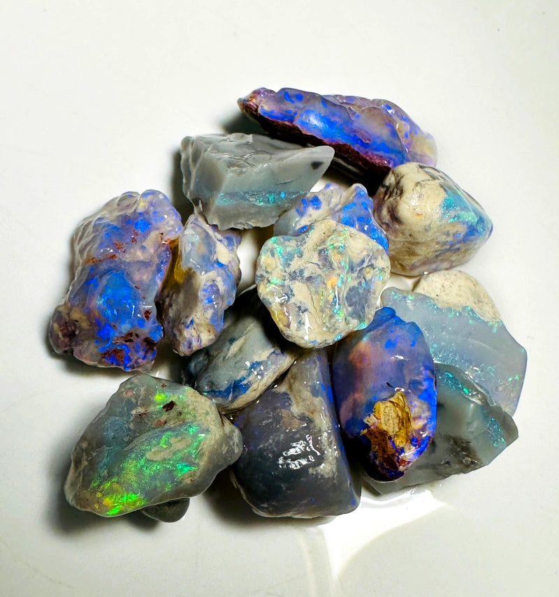 Lightning Ridge Rough Opal Parcel 68cts Cutters Select Black & Dark colourful material to cut 18x10x5mm to 11x9x6mm WAA77