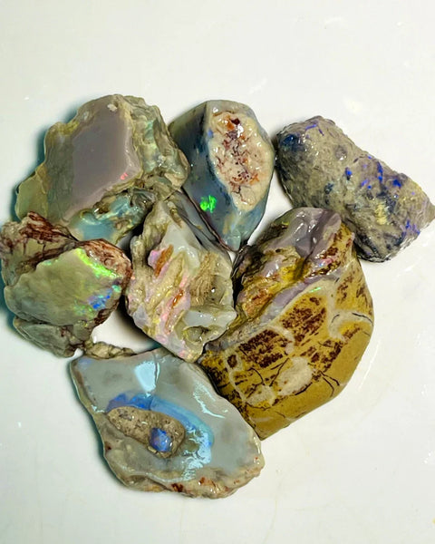 Lightning Ridge Rough Dark base Opal Parcel 150cts Nice Knobby & seam formations Nice Multicolours 25x33x15mm to 20x14x8mm WAC22