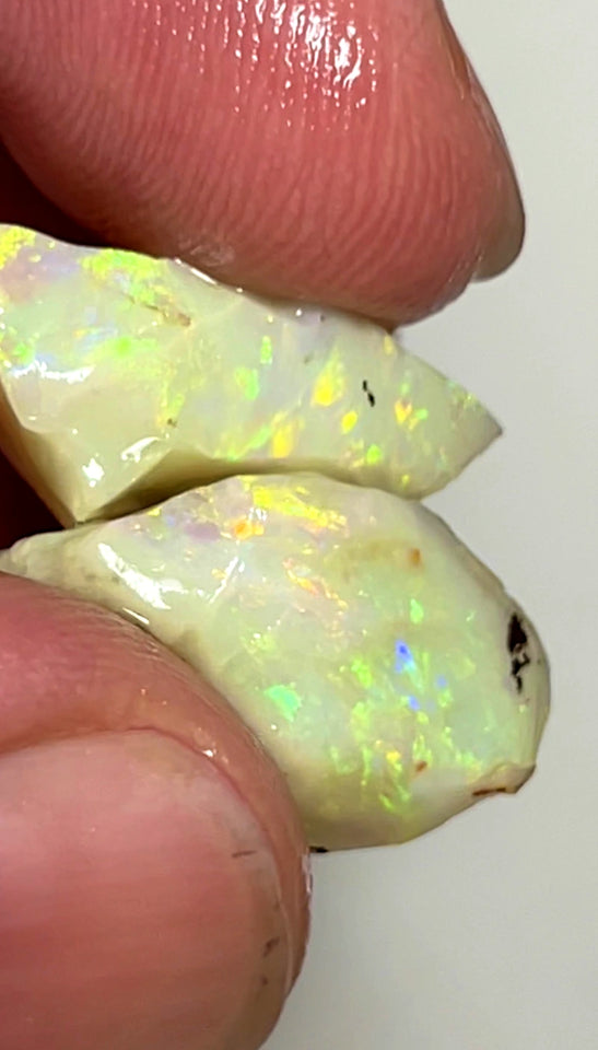 Lightning Ridge Rough Opal 19.5cts Nice Pair Stunning Light Base Cutters Candy® High Grade Bright Multifires 20x8x7mm & 17x10x10mm WAC42