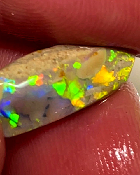 Lightning Ridge Opal Dark Base Crystal Knobby Rough Rub 3.00cts Super Vibrant & Bright Multifires  17x6x3 mm WAE53