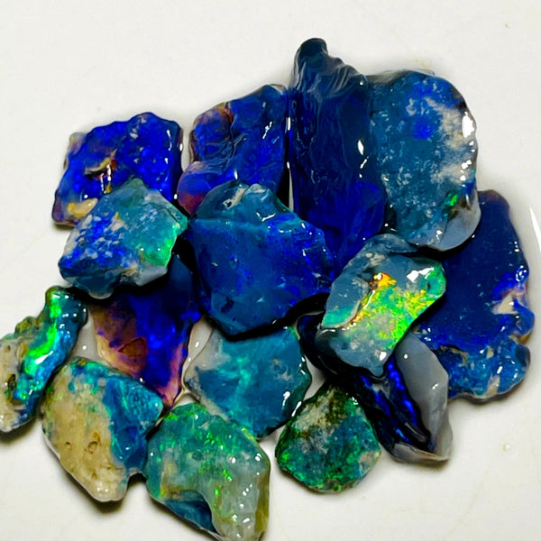 Lightning Ridge Rough Opal Parcel 41cts Cutters Select Black colourful material to cut 18x9x3mm to 10x5x2mm WAB38