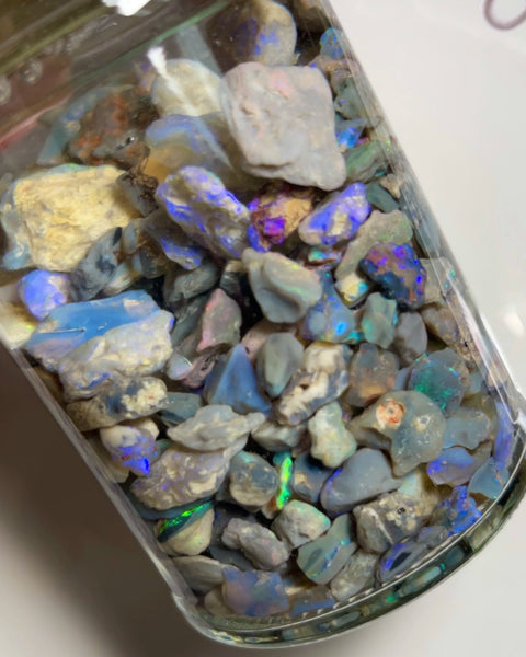 Lightning Ridge Knobby opal rough 775.00cts Lots of colours sold as gamble17x12x6 to 4x3x2mm NSW097 (jar not included)