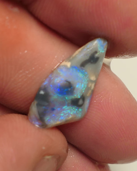 Lightning Ridge Rough / Rub Miners Bench® Picture stone Dark Crystal opal 4.25cts Lots of nice fires 20x10x3mm 3Apr