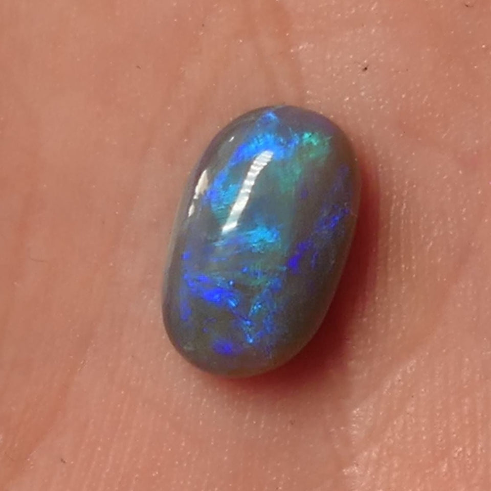 Lightning Ridge Dark Opal Gemstone 1.7cts Jewellery Grade N5 Body Tone B4 Brightness Rolling Green / Blue fires 10x6x3mm WAC68