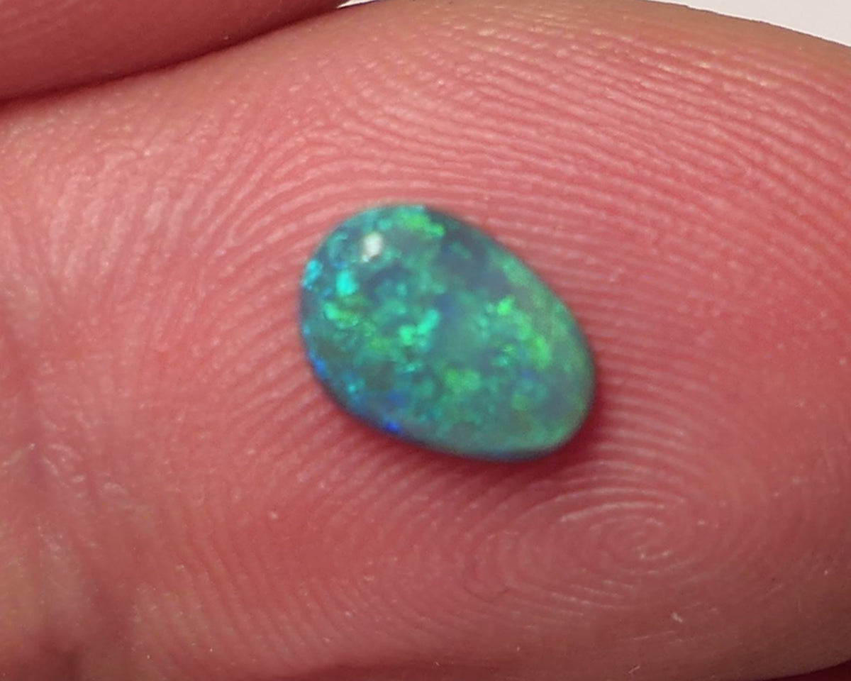 Lightning Ridge Dark Opal Gemstone 0.55cts Gem Grade  N5 Body Tone B3 Brightness Stunning Green/Blue fires 7x5x2mm WAC61