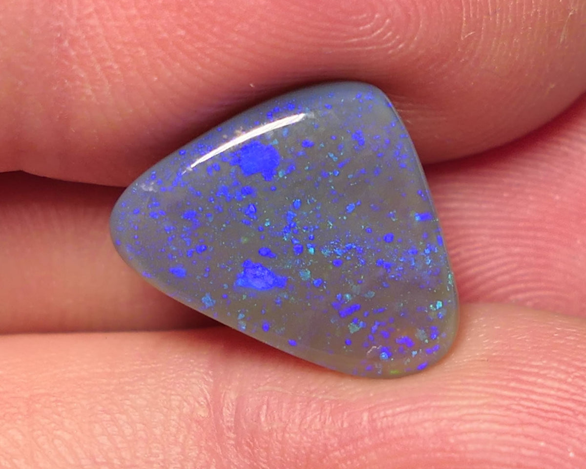 Lightning Ridge Double Sided Dark Crystal Opal Gemstone 5cts Gem Grade  N6 Body Tone B3 Stunning Blues with flashes of Greens 15x16x3mm WAC60