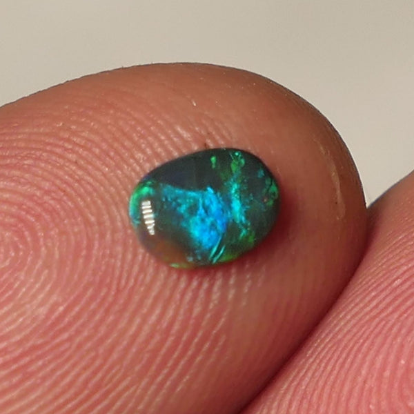 Black Opal Gemstone 0.35cts Gem Grade Mulga® N4 Body Tone B3 Brightness Stunning Green/Blue Fires 6x4.5x1.5mm WAC66