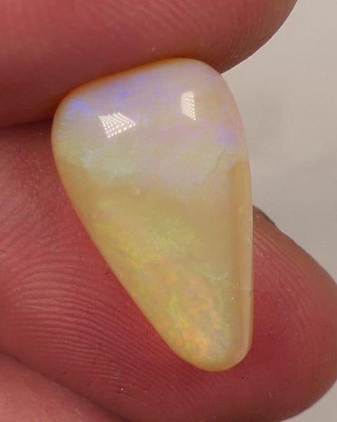 Lightning Ridge N8 Light Crystal opal Gemstone 9.35cts Polished ready for setting Nice Yellow/Blue Fires 18x12x7mmm SKU#0409