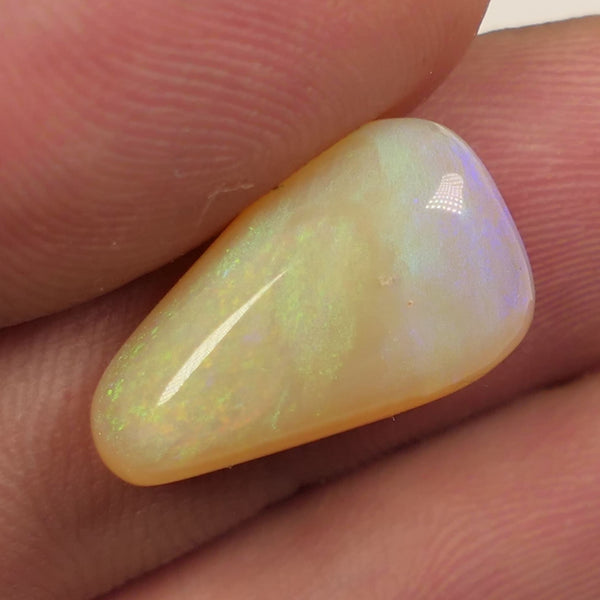 Lightning Ridge N8 Light Crystal opal Gemstone 9.35cts Polished ready for setting Nice Yellow/Blue Fires 18x12x7mmm SKU#0409