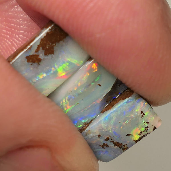 Queensland Boulder opal 6.6cts rough / Rub / preforms Winton Bright Gem Reds & Multifires 10x6x3mm to 9x6x2.5mm WAC71