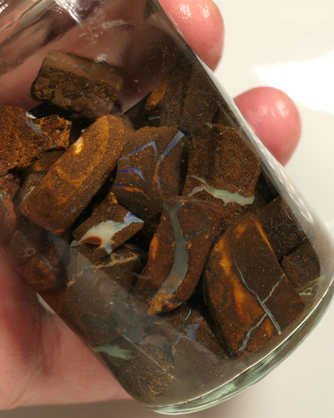 Queensland Boulder Matrix opal 450cts rough / slice Koroit  some fires 20-5mm size range 0438